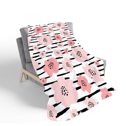 Pastel Pink Flowers Sherpa Blanket