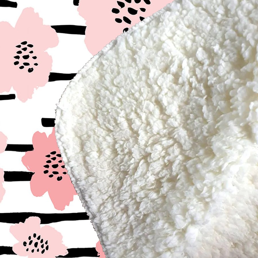 Pastel Pink Flowers Sherpa Blanket