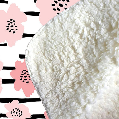 Pastel Pink Flowers Sherpa Blanket