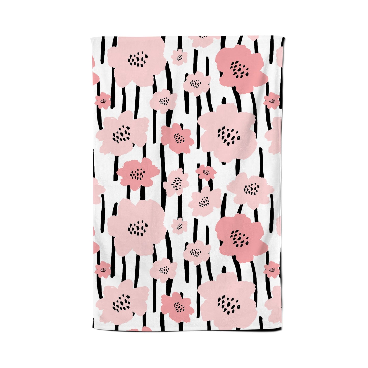 Pastel Pink Flowers Tea Towel