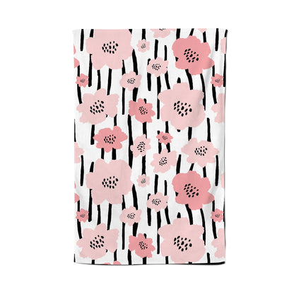 Pastel Pink Flowers Tea Towel