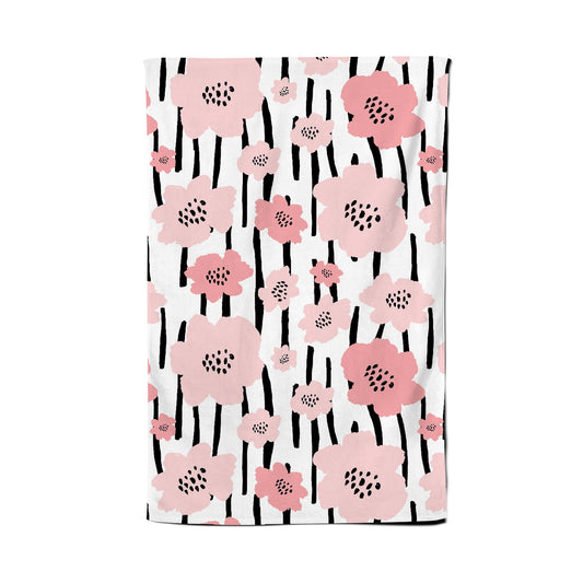 Pastel Pink Flowers Tea Towel