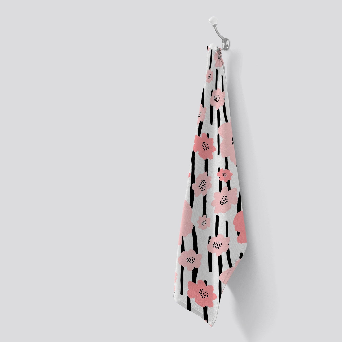 Pastel Pink Flowers Tea Towel