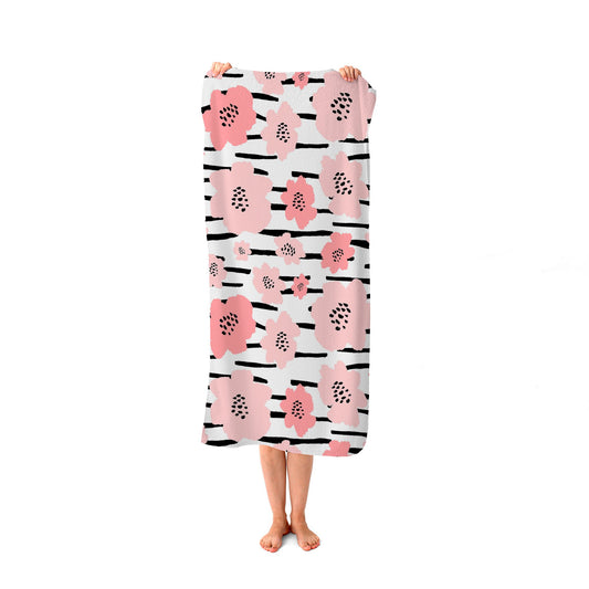 Pastel Pink Flowers Beach Towel