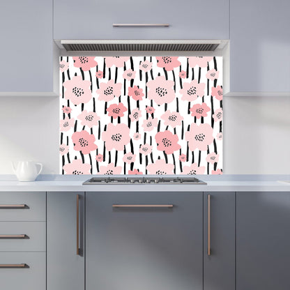 Pastel Pink Flowers Kitchen Splashback