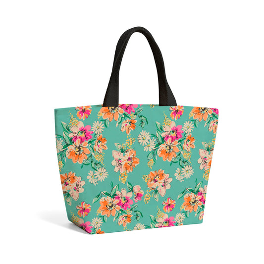 Bright Flower Sketch Beach Shopper Tote Bag