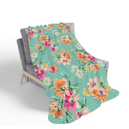 Bright Flower Sketch Sherpa Blanket