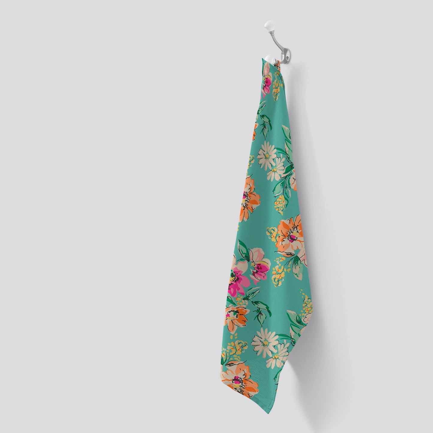 Bright Flower Sketch Tea Towel