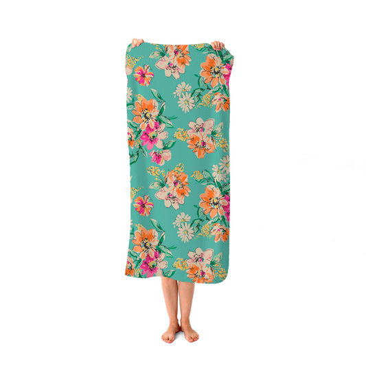 Bright Flower Sketch Beach Towel