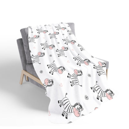 Cute Hand Drawn Zebra Sherpa Blanket