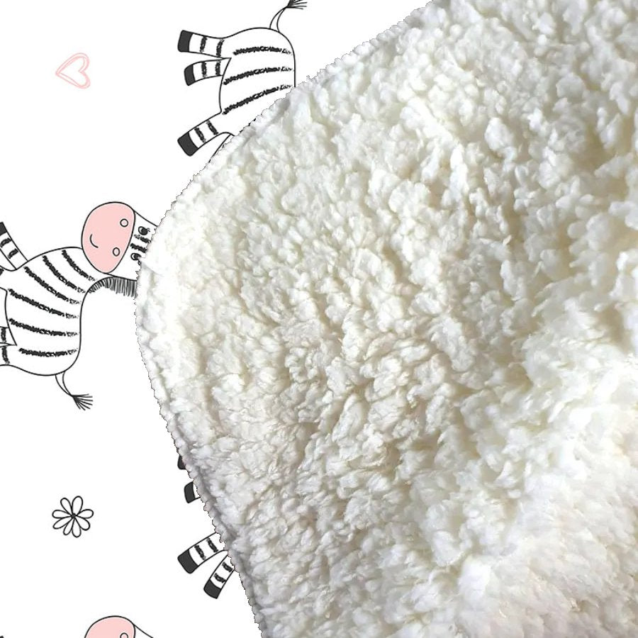 Cute Hand Drawn Zebra Sherpa Blanket