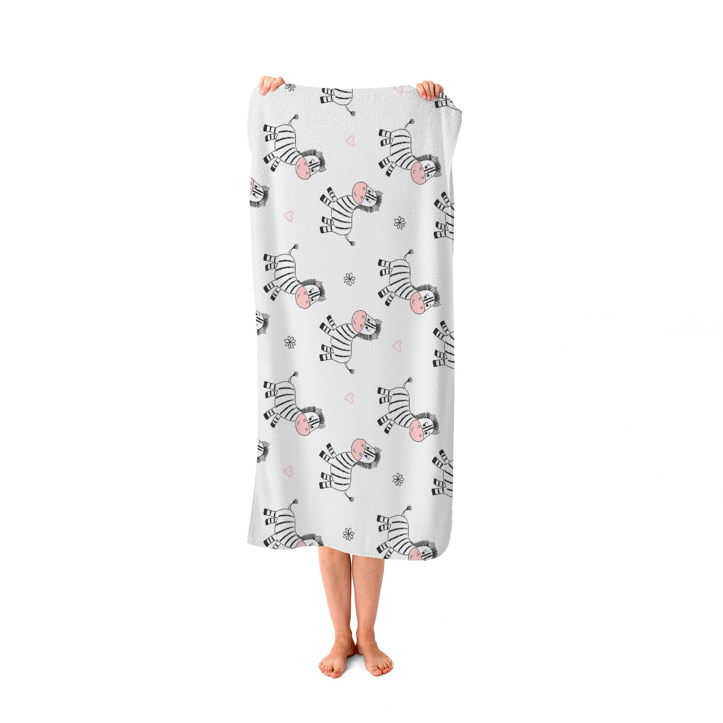 Cute Hand Drawn Zebra Beach Towel