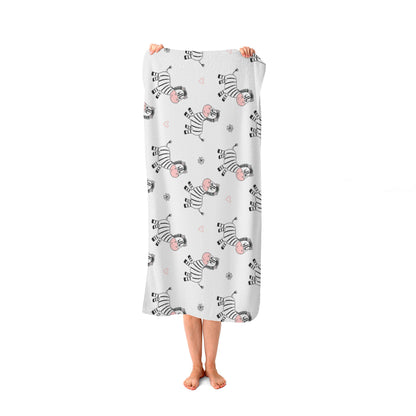 Cute Hand Drawn Zebra Beach Towel
