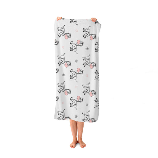 Cute Hand Drawn Zebra Beach Towel