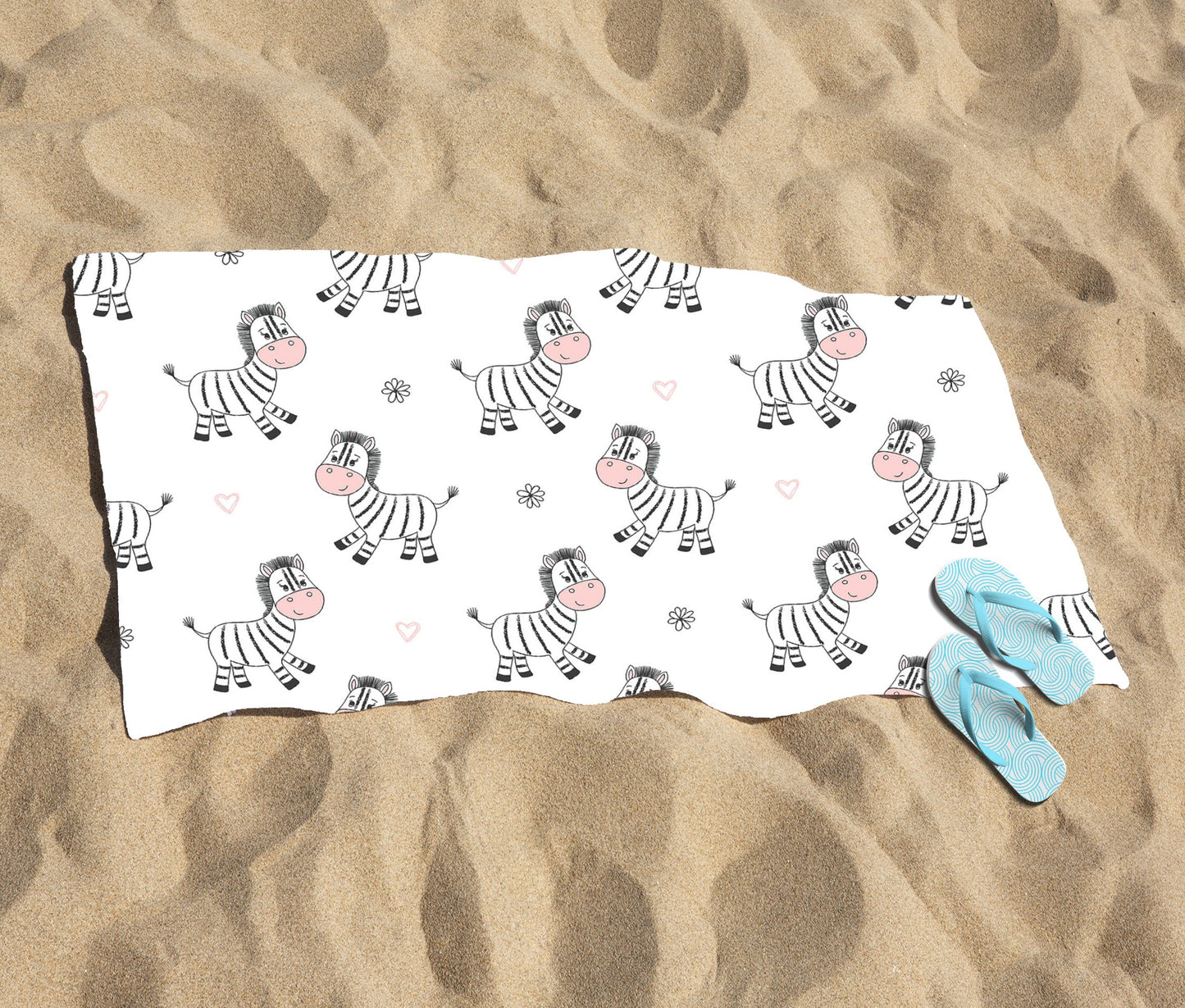 Cute Hand Drawn Zebra Beach Towel
