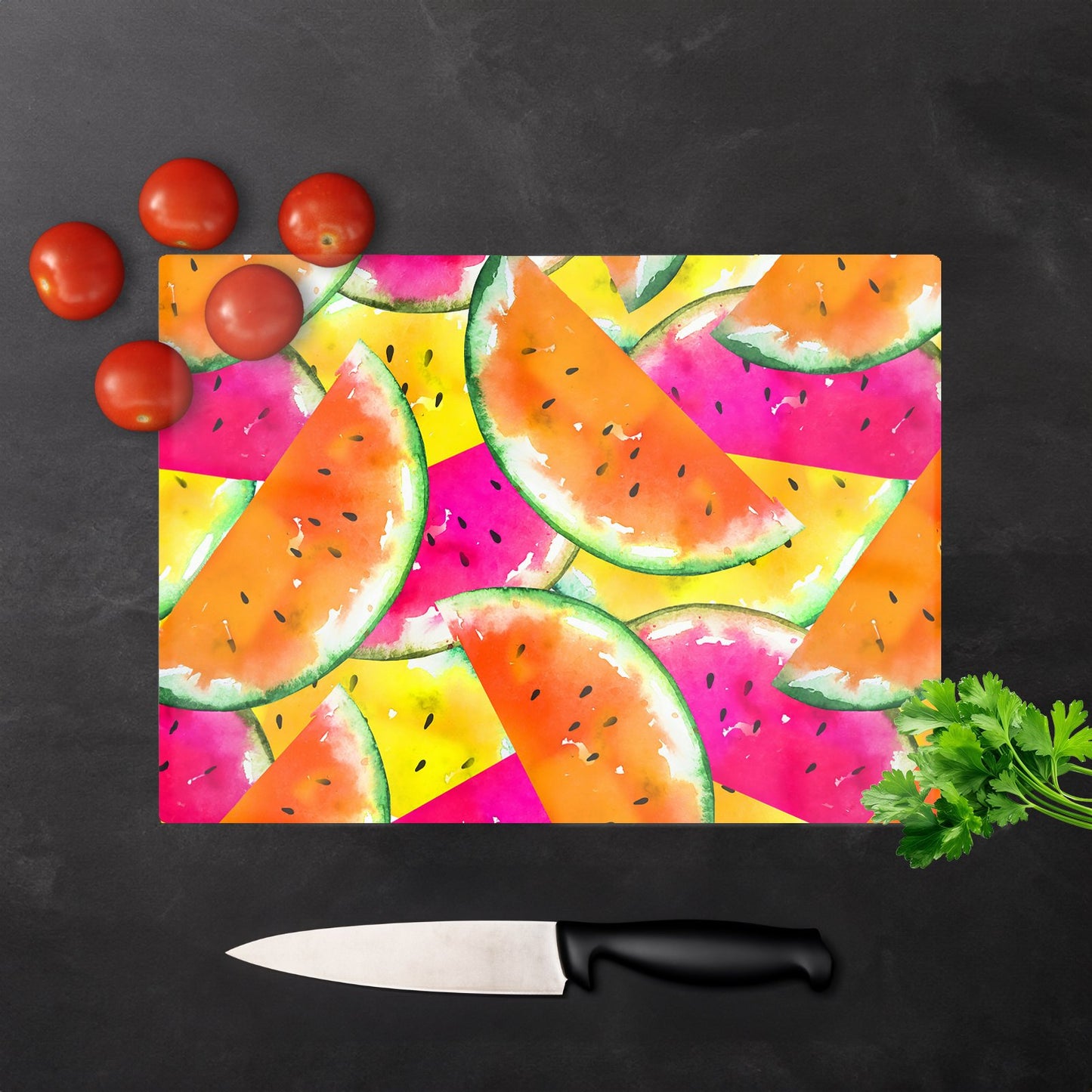 Watermelon Design Glass Chopping Board
