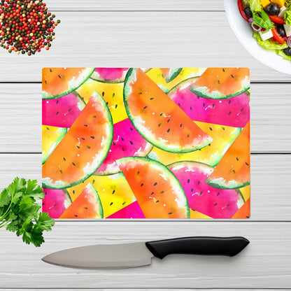 Watermelon Design Glass Chopping Board