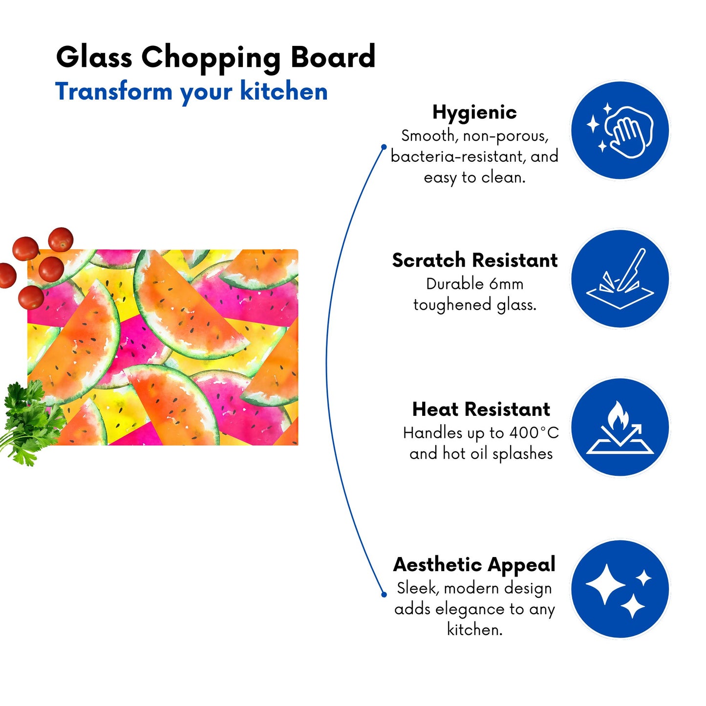 Watermelon Design Glass Chopping Board