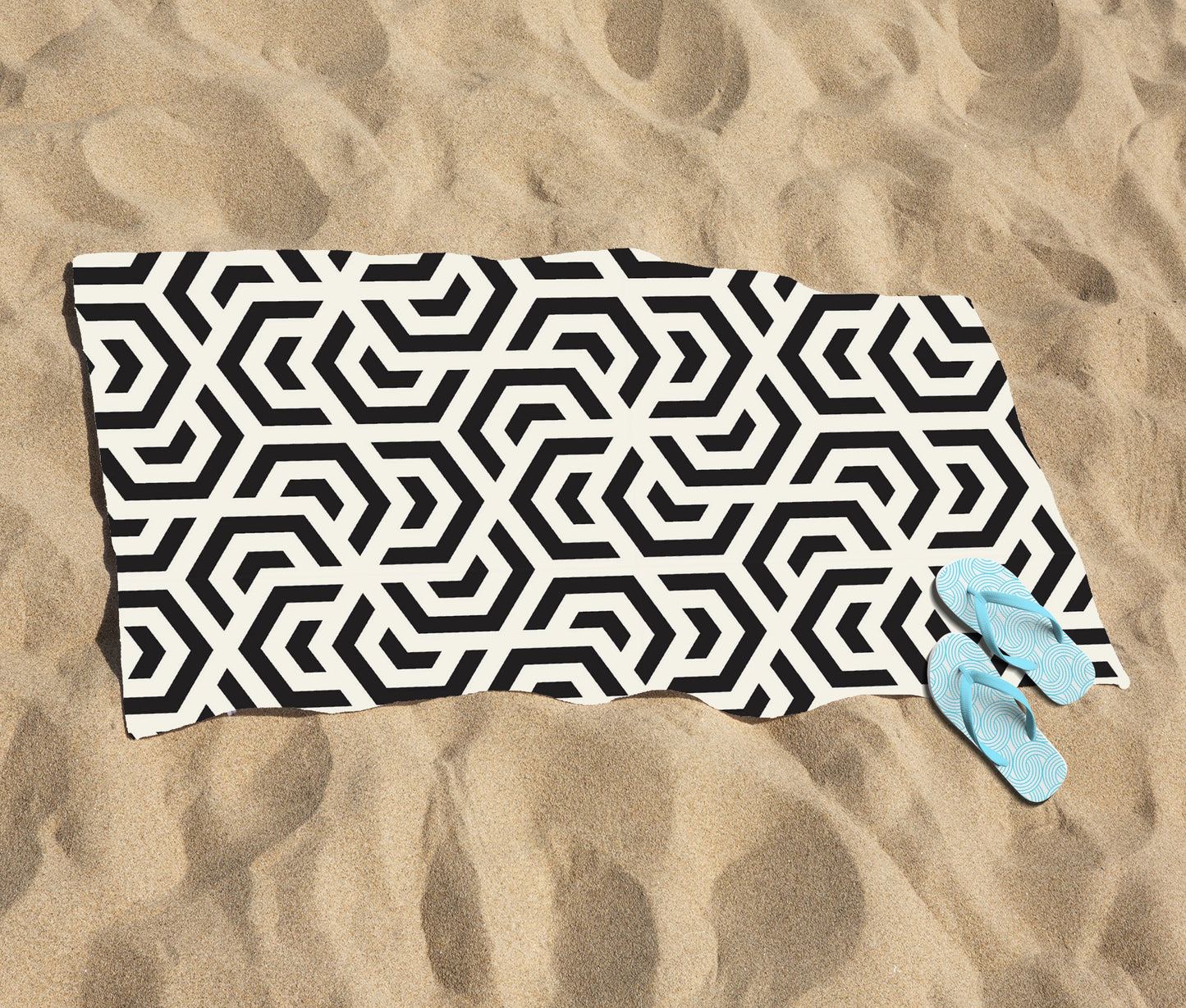 Hexagonal Geometric Pattern Beach Towel