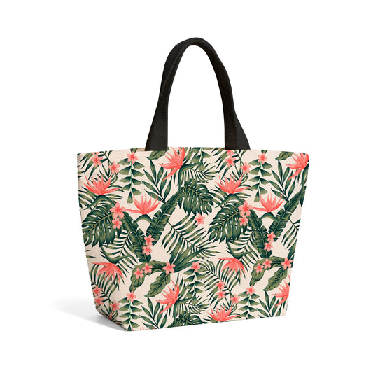 Dark Tropical Green Leaves Beach Shopper Tote Bag
