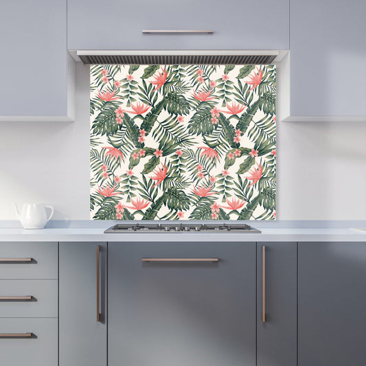 Dark Tropical Green Leaves Kitchen Splashback