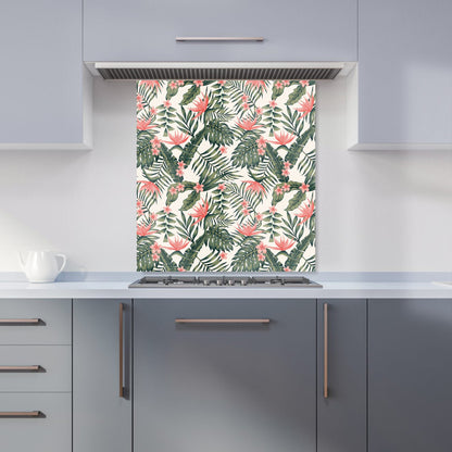 Dark Tropical Green Leaves Kitchen Splashback