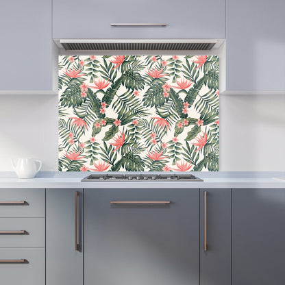 Dark Tropical Green Leaves Kitchen Splashback