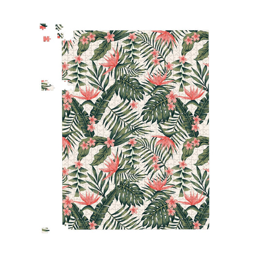 Dark Tropical Green Leaves Jigsaw Puzzle