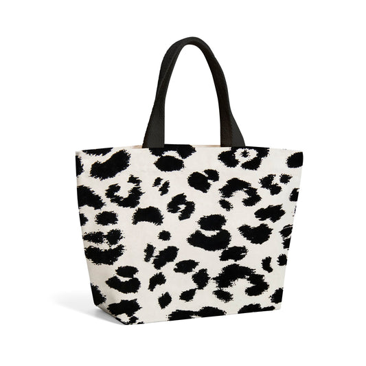 Black Leopard Print Beach Shopper Tote Bag