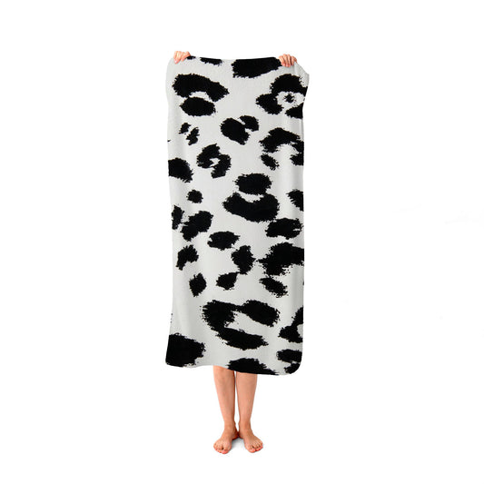 Black Leopard Print Beach Towel