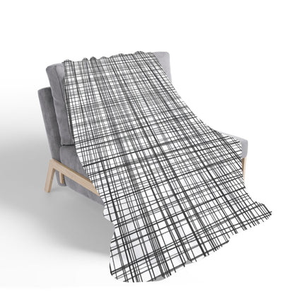 Monochrome Pencil Scribble Sherpa Blanket