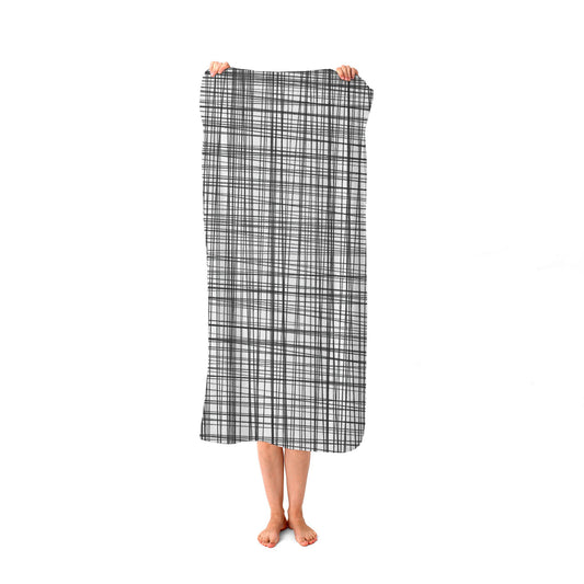 Monochrome Pencil Scribble Beach Towel