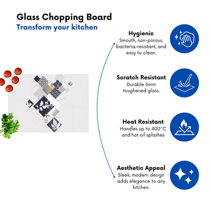 Abstract Botanical Glass Chopping Board
