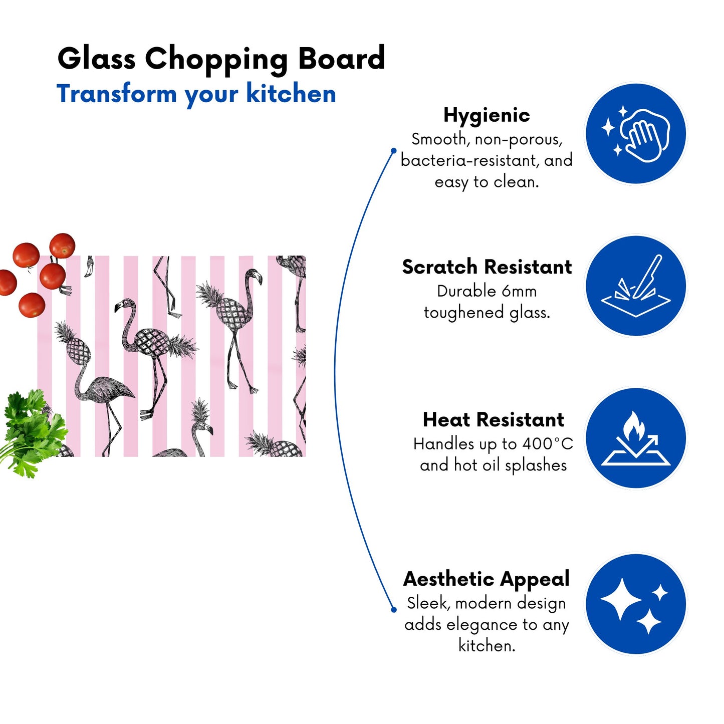 Pineapple Flamingo Glass Chopping Board