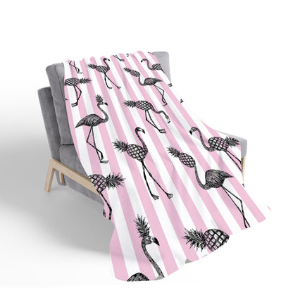 Pineapple Flamingo Sherpa Blanket