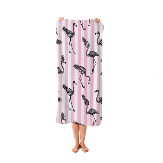 Pineapple Flamingo Beach Towel