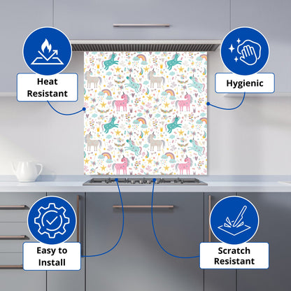 Unicorn And Rainbows Kitchen Splashback