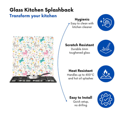Unicorn And Rainbows Kitchen Splashback