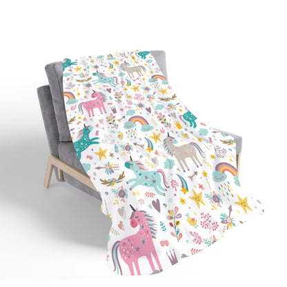 Unicorn And Rainbows Sherpa Blanket