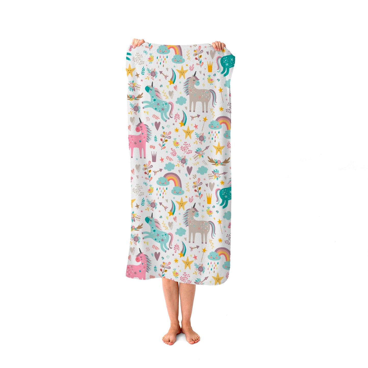Unicorn And Rainbows Beach Towel