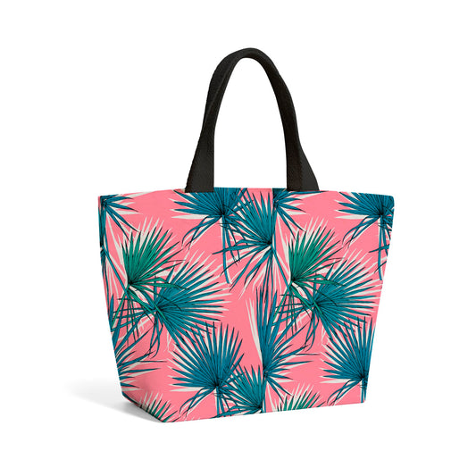 Pink Green Fan Palms Beach Shopper Tote Bag