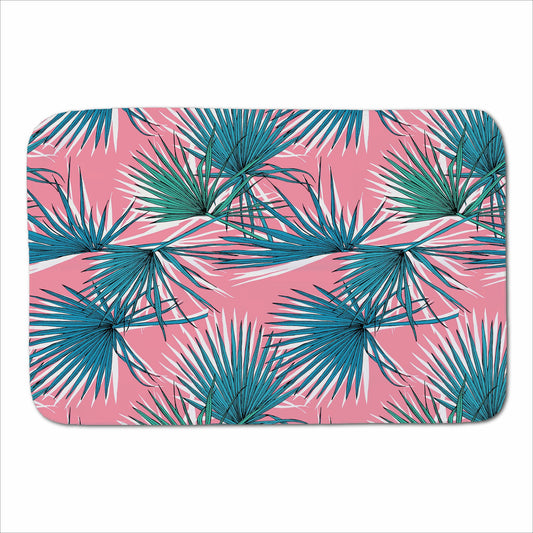 Pink Green Fan Palms Sherpa Blanket