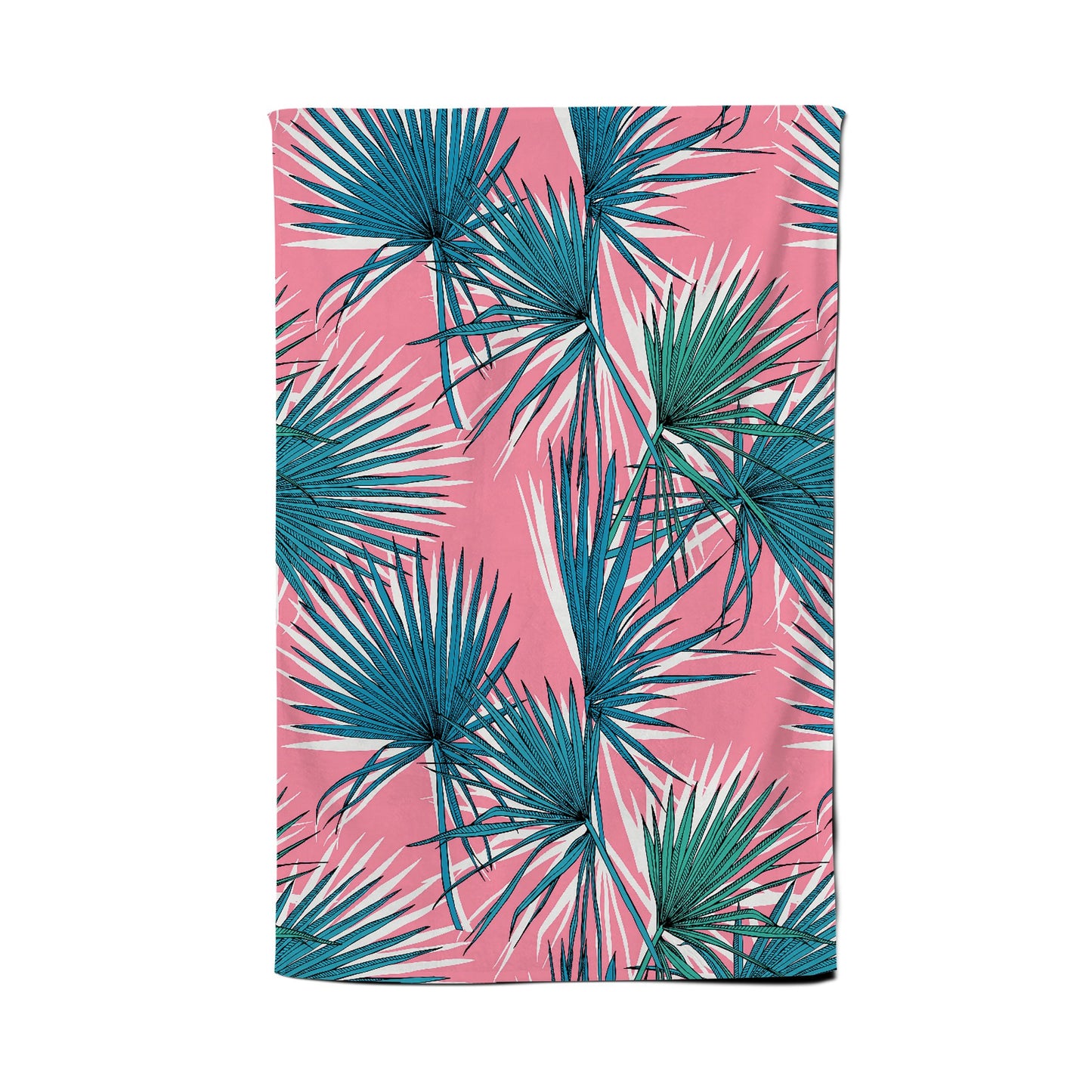 Pink Green Fan Palms Tea Towel
