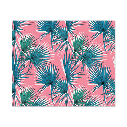 Pink Green Fan Palms Kitchen Splashback