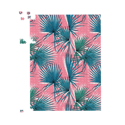 Pink Green Fan Palms Jigsaw Puzzle