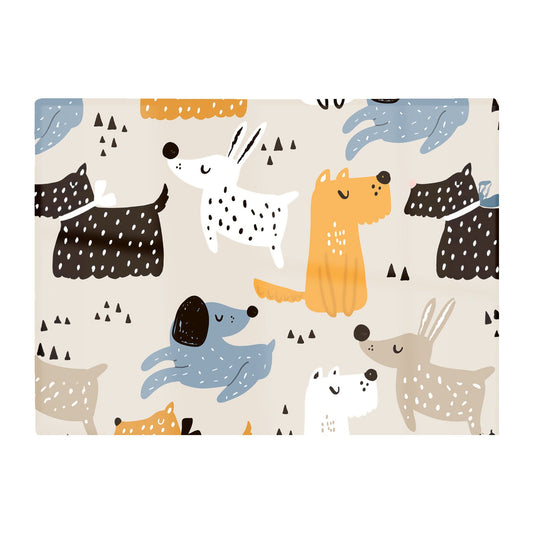 Hand Drawn Dogs Glass Chopping Board