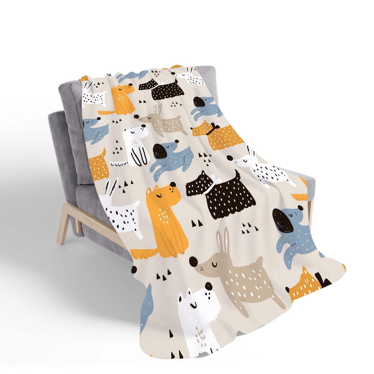 Hand Drawn Dogs Sherpa Blanket