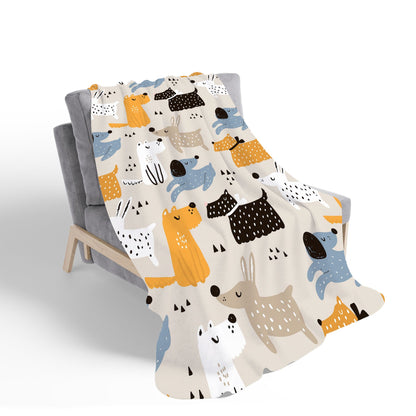 Hand Drawn Dogs Sherpa Blanket