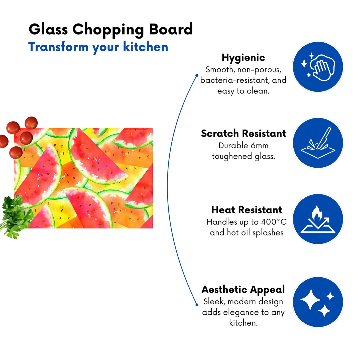 Melon Print Glass Chopping Board
