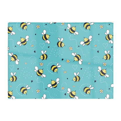 Hand Drawn Busy Bees Glass Chopping Board